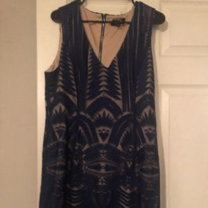 Navy blue and tan dress